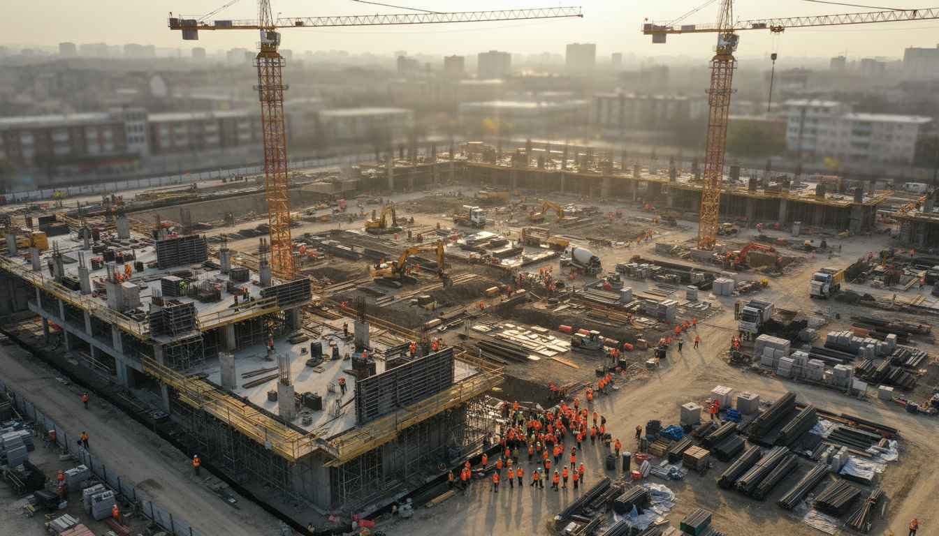 aerial view of a construction site